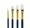 Fundamentals Long Handled Brush Set - Economical Paint Brush Set No. 6 for Beginning Artists - White Taklon Brushes in #1 Round, #4 Bright, #4 FIlbert, & #6 Flat - Set of 4 Paint Brushes